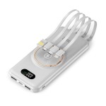 Banco de Alimentação de Bateria Externa Universal 10.000 mAh + Carregamento sem Fio Qi (4 conexões) Branco (IVA e Portes Incluídos)