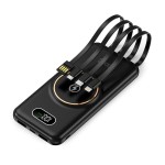 Banco de Alimentação de Bateria Externa Universal 10.000 mAh + Carregamento sem Fio Qi (4 conexões) Preto (IVA e Portes Incluídos)