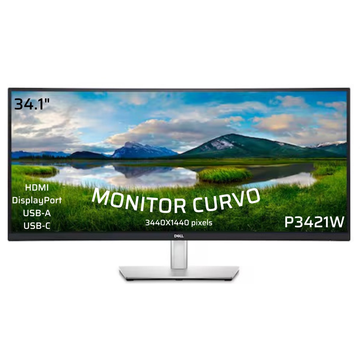 Monitor Curvo Recondicionado 34.1" Dell P3421W (IVA e Portes Incluídos) - Image 1