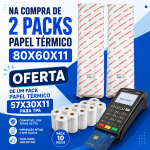 Promoção 2+1 Grátis – Papel Térmico 80x60x11 Pack 10 + OFERTA Papel Térmico TPA 57x30x11 Pack 10 (IVA e Portes Incluídos)